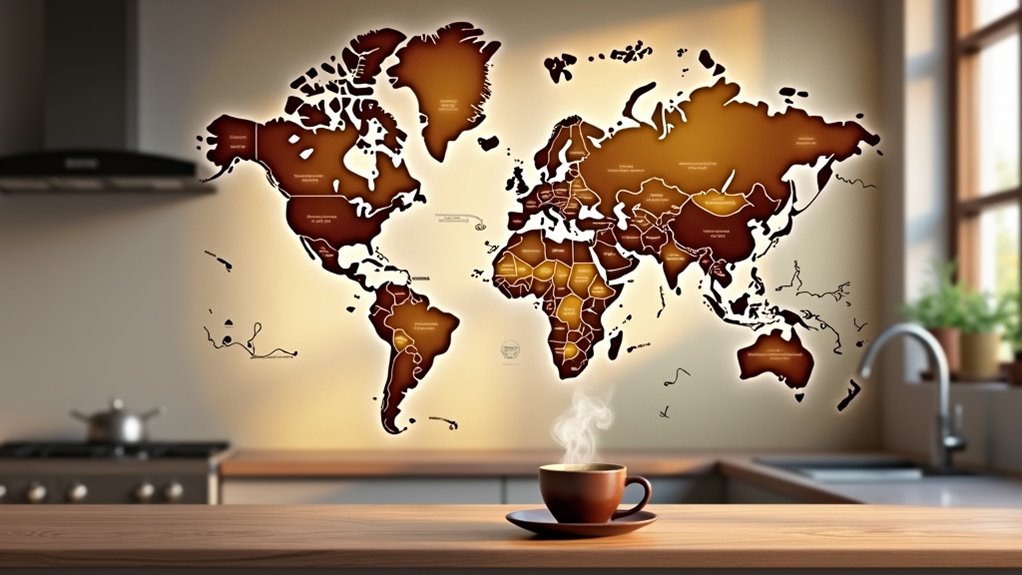 coffee origin map decals